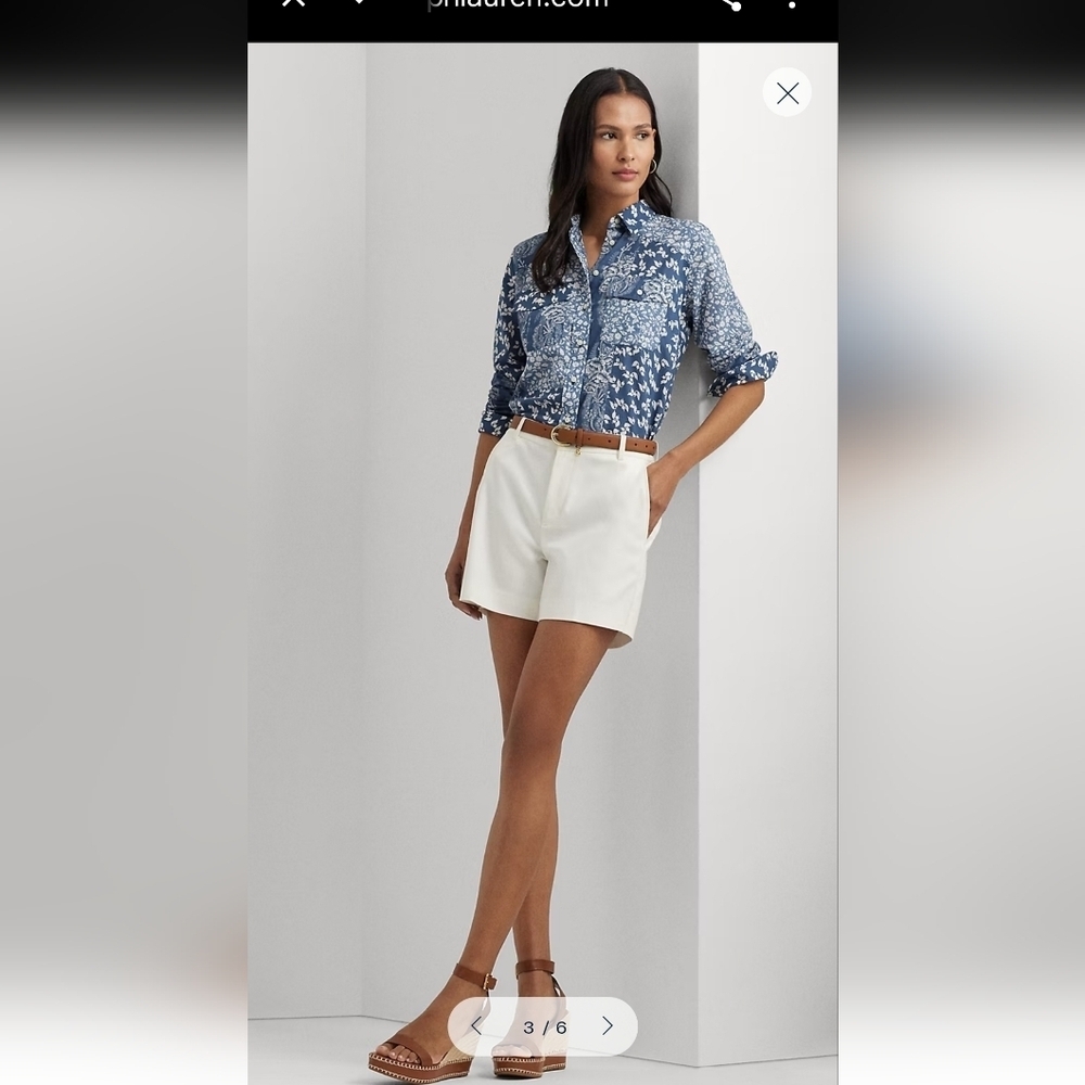 Ralf Lauren Classic Fit Patchwork Floral Voile Shirt - Picture 2 of 11